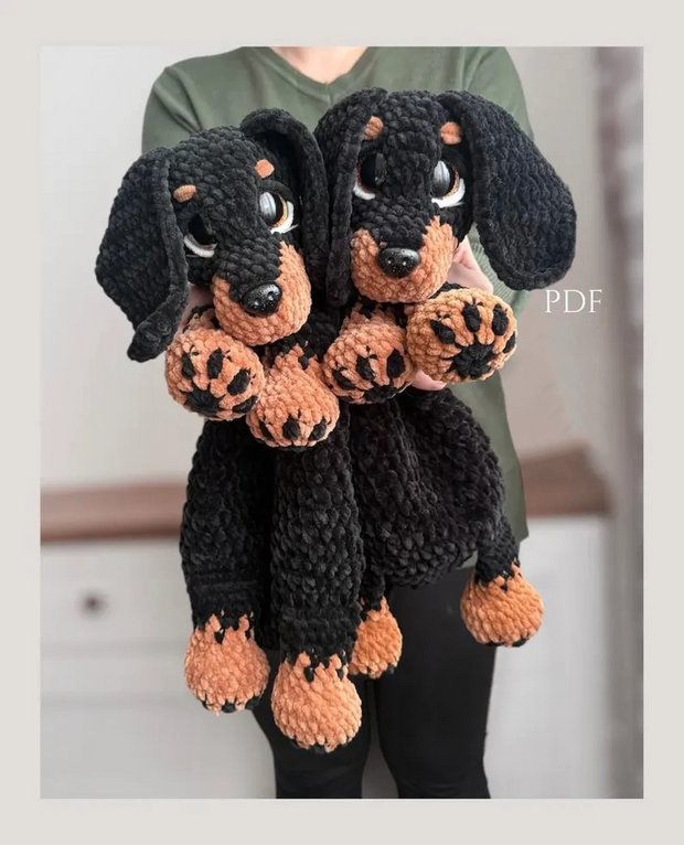 Crochet Dachshund Puppy Lovey PATTERN