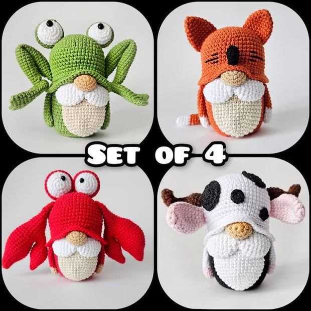 Set of 4 Gnomes Crochet Pattern